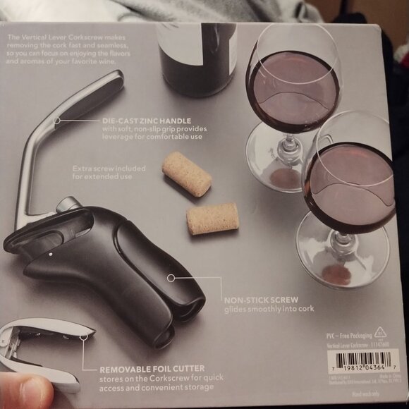 OXO Steel Vertical Lever Corkscrew - Picture 2 of 3